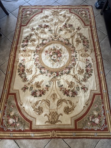 Vintage wool needlepoint rug - wool,