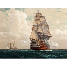 Painting Seascape Naval Diemer Ship At Sea Art Print Poster Picture