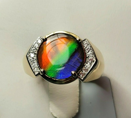Ammolite 10k gold - ammolite, ring