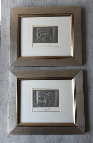 Pair art deco style framed - art,