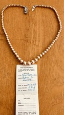 Vintage Lotus Single Row Pearl Necklace 16” Length..Box/Receipt..Good Condition