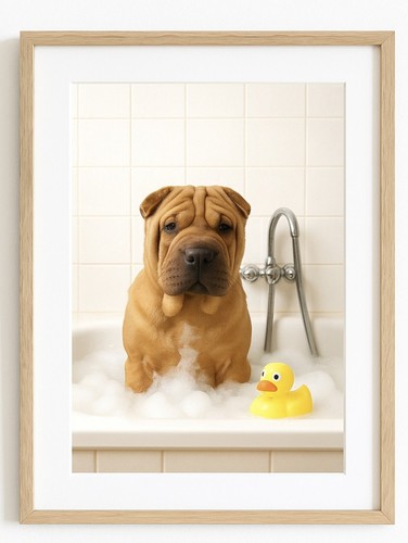 Shar pei bathroom prints - bathroom, wall