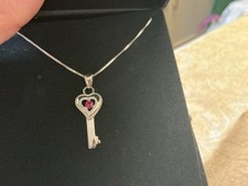 Silver  Heart Key Pendant