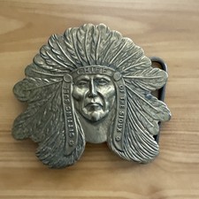 Ub96- Native American Indian "Sitting Bull Chief of the Sioux" Brass Belt Buckle