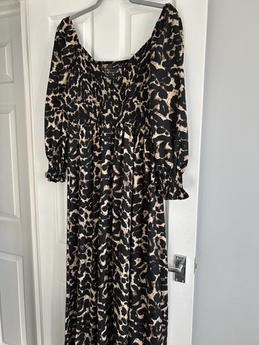 Animal print long sleeve dress - long,