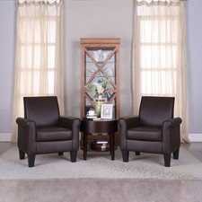 Modern Faux Leather Accent Arm