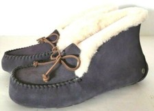 UGG Australia ALENA NIGHTFALL SHEEPSKIN CUFF MOCCASIN SLIPPERS Size 8