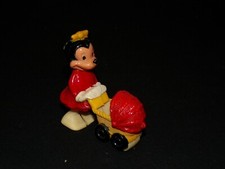 Vintage 1960s Disney Ramp Walker MINNIE MOUSE w/stroller baby carriage PULL TOY