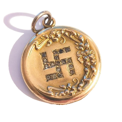 Antique gold locket with - gold,