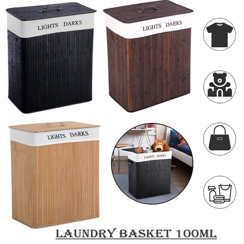 Bamboo laundry basket with - bamboo,