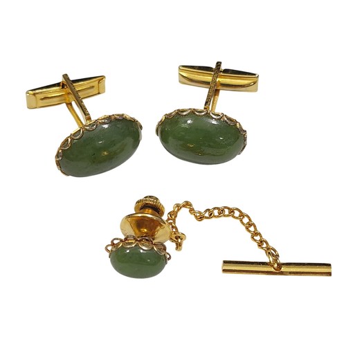 Jade cufflinks and tie - tie, tack