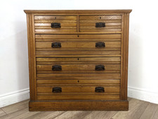 CHEST OF DRAWERS Vintage Oak 5 Drawer 2-Over-3 Metal Handles FREE DELIVERY