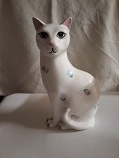 Poole Pottey White & Floral Cat 