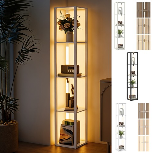 Floor lamp with - lamp, shelves