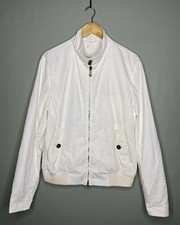 Mulberry Men’s White Harrington Jacket Sz 42 L Leather Details Nylon Blend