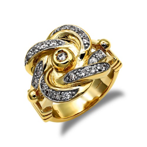 Gold silver knot ring - gold, on