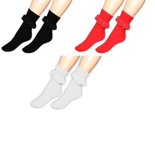 Girls frilly ankle lace socks - ankle,