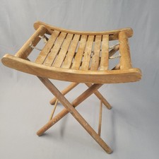 Vintage Old Wooden Slat Stool