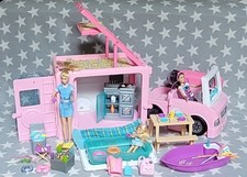 Barbie Dream Camper Complete with Extras Pets Bags Dolls Boat Pool BBQ Boxed