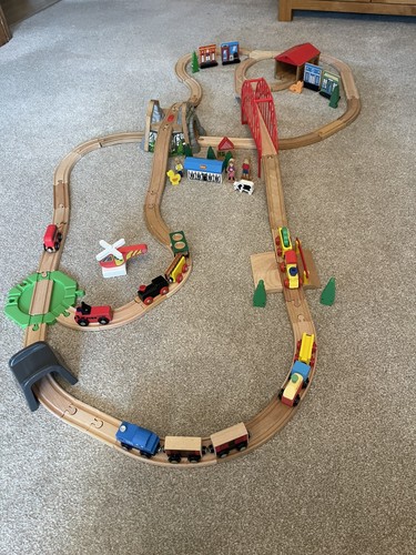 Wooden train set with - wooden,