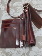 Vtg Italian Travel Documents Portfolio Shoulder Bag Leather Organizer Unisex