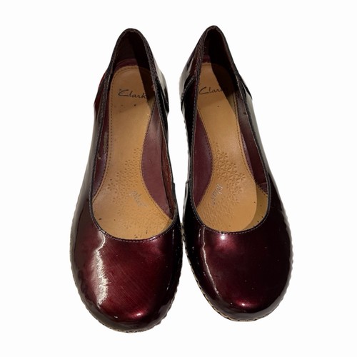 Clarks burgundy patent leather - burgundy,