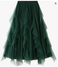 DGSHIRLDJO womens green tulle midi skirt One Size Bnwot