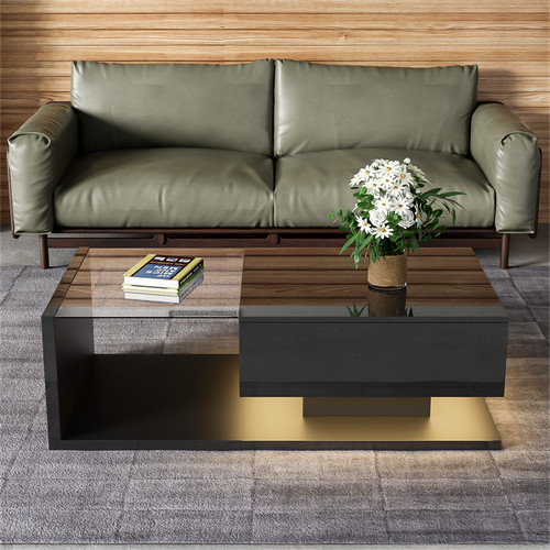 Modern led coffee table - table, black