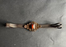 YSL vintage 1970s metal link belt with amber buckle