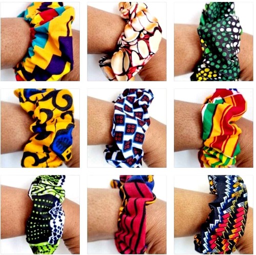 African print hair scrunchies - print,