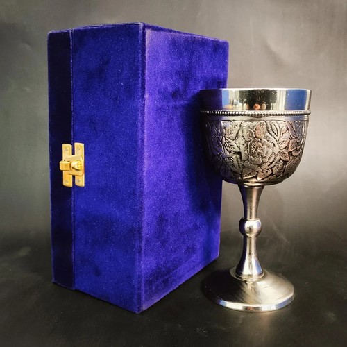 Silver brass goblet - silver,