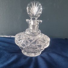 Art Deco large cut glass perfume bottle 6.5" tall