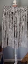 H&M Striped Grey White Seersucker Type Fabric Flared Full Skirt Tie Belt VGC...