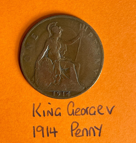King george one penny coin - george,
