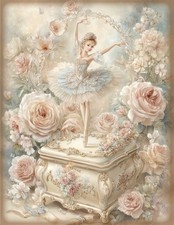 1 x  A4 Rice Paper Decoupage - Vintage, Fairy, Ballerina, Music Box, Roses
