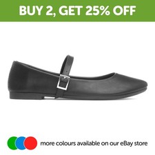 Lilley Womens Shoes Black Adults Ladies Ballerina Buckle Casual School Gemma