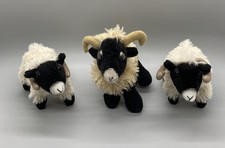 3 X Faithful Friends Black Faced Sheep Rams 4" Soft Toy Plush Beanie Comforters