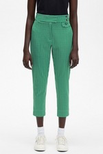 NEW Fred Perry x Amy Winehouse Green Gingham Crop Flood Length Trousers UK 8 36