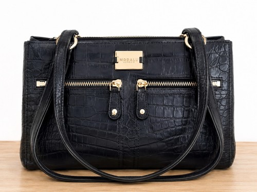Modalu black croc - black, leather
