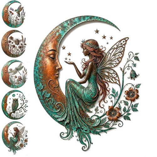 Metal dragonfly moon wall - dragonfly,