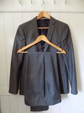 mens BURTON GREY SKINNY FIT SUIT SIZE 38"S CHEST 36" WAIST 32" LEG