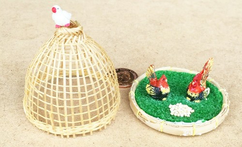 Dolls house chickens bird - house,