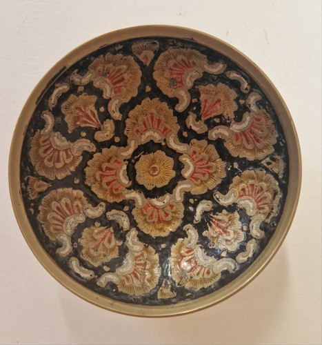 Vintage brass enamel floral - vintage,