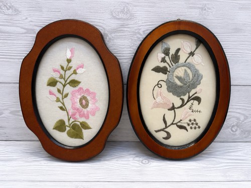 Vintage oval framed - vintage, floral