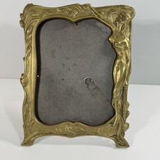 Antique Art Nouveau Ornate Brass Photo Frame with Lady Figure, 31x25 cm