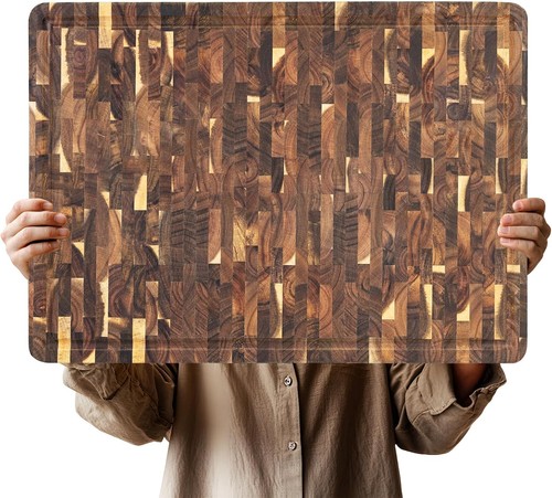 Large acacia cutting board end - cutting,