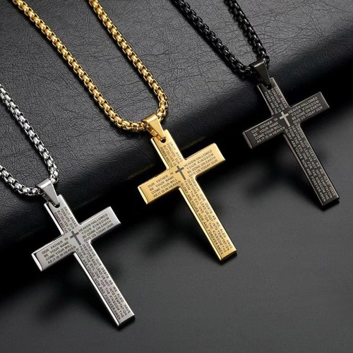 Stainless steel cross necklace - stainless,