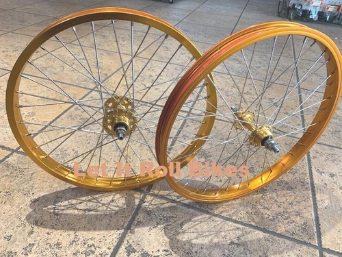Gold bmx alloy wheelset - bmx,