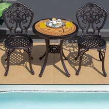Outdoor Patio Table and Chairs Furniture 3-Piece Patio Bistro Set-Red Copper