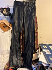 Women’s Size 10 Black Faux Leather Trousers, Straight Leg, Bnwot, Zara Brand